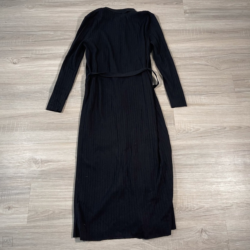 Zara Women's Dress Maxi Ribbed Melted Collar Minimalist Button M Black - Picture 6 of 6